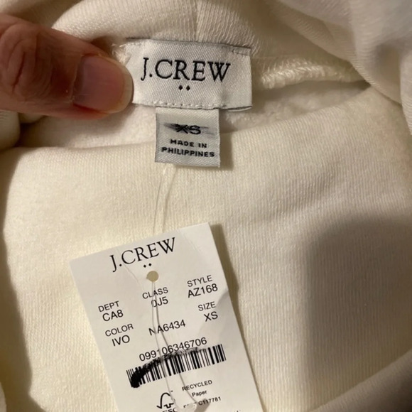 J Crew Factory Mock Neck Sweatshirt Cloudspun Fleece Ivory - Picture 7 of 7